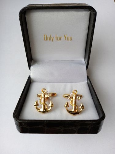 Złote spinki do mankietów Exciting Kotwica Marine Kapitańskie Żeglarskie na Arena.pl