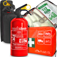 Gaśnica 1KG Ogniochron Apteczka Pierwszej Pomocy DIN13164 Uchwyt Rzep