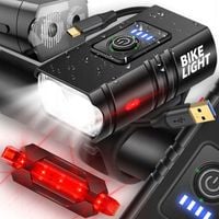 MOCNA LAMPKA ROWEROWA ZESTAW PRZEDNIA TYLNA LED WODOODPORNA AKUMULATOR USB