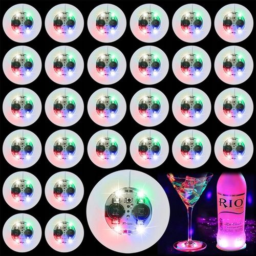 30 LED Coaster LED Naklejka Light Up Coasters 7 kolorów RGB LED na Party na Arena.pl