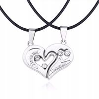 Naszyjnik Miłości połówki serca LOVE Zakochani kpl