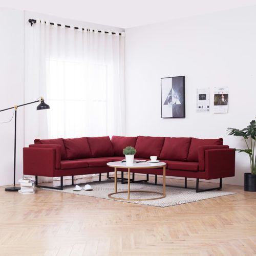 Sofa Narożna, Czerwona, Materiałowa na Arena.pl