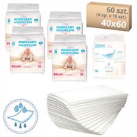 PODKŁAD JEDNORAZOWY 40x60 cm PODKŁADY HIGIENICZNE PRZEWIJAK 60szt PRZYLEPCE