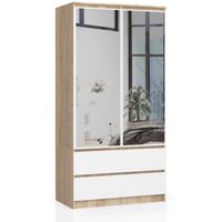 Szafa do sypialni, 2 szuflady, lustro, DORMI, 90x51x180 cm, | TYLETEGOTU