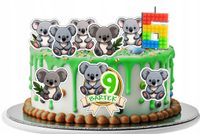 OPŁATEK ZESTAW URODZINOWY POSTACIE NA TORT - ZWIERZĘTA MIŚ KOALA + IMIĘ