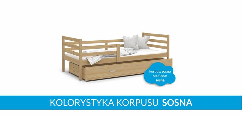 Łóżko JACEK P 160x80materac + szuflada - drewniane na Arena.pl