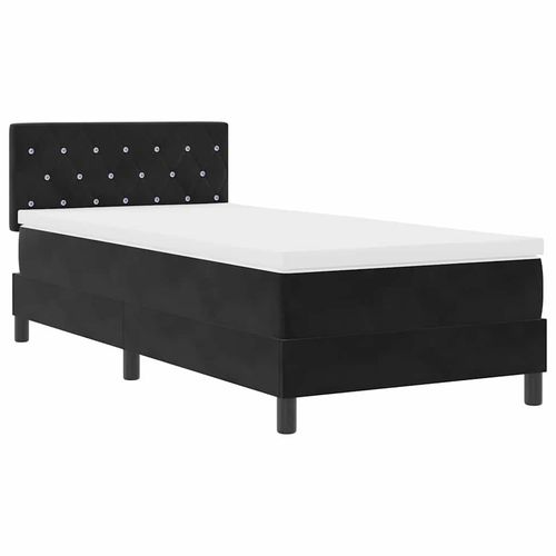 Łóżko Box Spring z materacem i LED czarne 100x200 cm aksamitne na Arena.pl