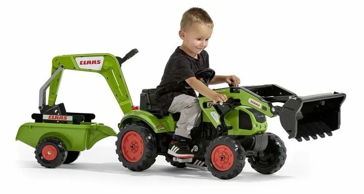 FALK XXL Traktor z Przyczepą CLAAS Arion Backhoe ŁYŻKA + Ładowarka Od 2 Lat zdjęcie 5