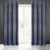 Zasłona gotowa na przelotkach KAJA 135x250  granatowa złota geometria