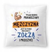 Poduszka Dla Borysa Na Urodziny Ze Zdjęciem Na Prezent Biała 40X40 Cm