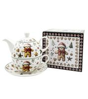 ZESTAW FILIŻANKA ZE SPODKIEM + DZBANEK DUO CHRISTMAS PIERNIKI ŚWIĘTA