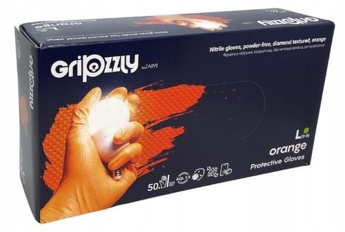 RĘKAWICE ochronne NITRYLOWE GRIPZZLY GRIPY ZARYS pomarańczowe roz.L 50 na Arena.pl