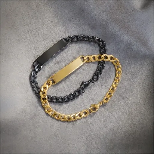 Bransoletki dla par z grawerem pancerka ze stali zdjęcie 4