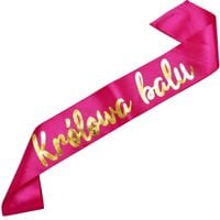 Królowa Balu - szarfa różowa ze złotym nadrukiem