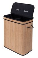 Bambusowy kosz na pranie dwukomorowy czarny wkład 100L naturalny kolor