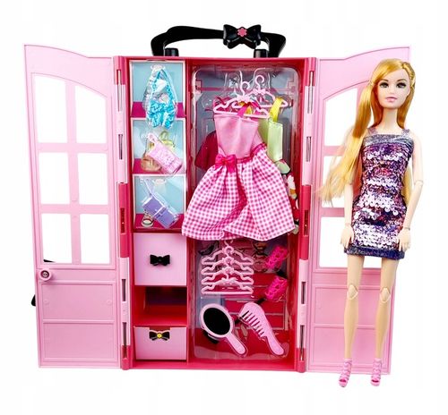 Szafa dla Lalek Garderoba dla Lalek Domek dla Lalek Akcesoria Lalka Różowa na Arena.pl