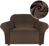 POKROWIEC NA FOTEL KANAPĘ SOFĘ ELASTYCZNY WELUR 90-140 CM 1OS BRĄZOWY