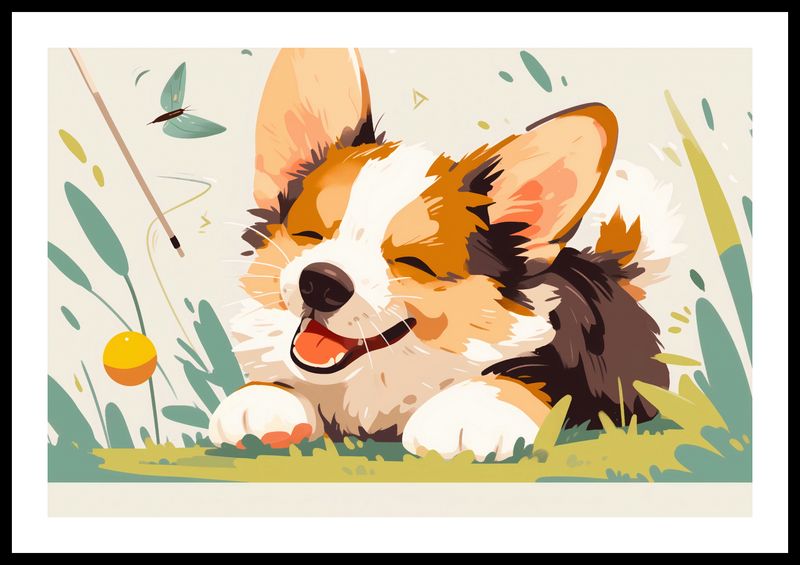 Plakat 60x40cm Beztroski Corgi zdjęcie 3