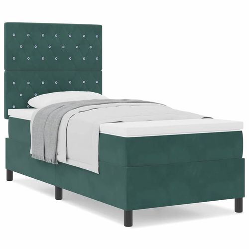 Łóżko sprężynowe z materacem Ciemnozielony 90 x 190 cm Aksamit na Arena.pl