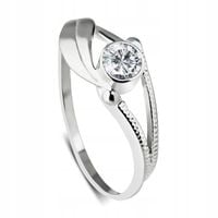 SREBRNY PIERŚCIONEK LIŚĆ LISTKIEM SREBRNY TANI ZDOBIONY KAMIENIEM CYRKONIĄ