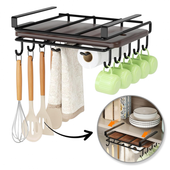półka, uchwyt podwieszany do szafki, organizer kuchenny z haczykami,