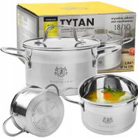 GARNEK Z SZKLANĄ POKRYWKĄ TYTAN 1,9L STAL NIERDZEWNA 18/10 INDUKCJA GAZ