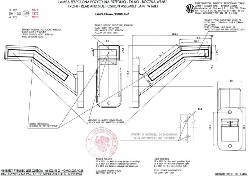 Lampa LED przednio-tylno-boczna PRAWA 1165P zdjęcie 8