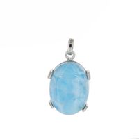 Zawieszka z larimarem owalnym w srebrze rodowanym