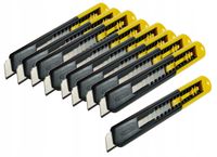 Lekki nóż z ostrzem łamanym Stanley nożyk do tapet tapeciak 9 mm / 9 sztuk