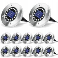 12x Lampka Ogrodowa LED SOLARNA DOGRUNTOWA Wbijana Najazdowa DYSK 16 LED