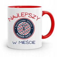 Kubek Czerwony Fryzjera Najlepszy W Mieście Z Nadrukiem Ze Zdjęciem