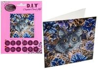 diamentowa mozaika18x18 kot i kwiaty 4486