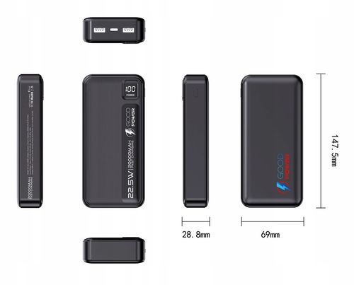 POWERBANK 20000mAh 22,5W DUŻA POJEMNOŚĆ + KABEL USB-C 60W GOODPOWER na Arena.pl
