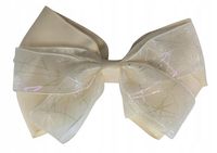 Spinka wsuwka duża kokarda podwójna pajęczyna holo beżowy 12cm