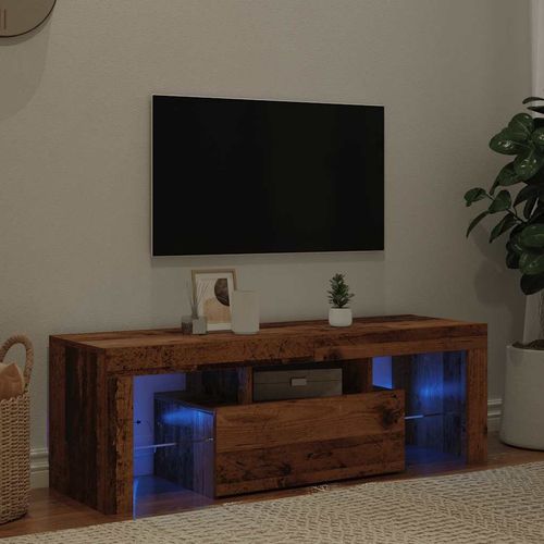 Szafka pod TV z oświetleniem LED, stare drewno, 120x36,5x40 cm na Arena.pl