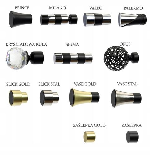 KARNISZ pojedynczy 19mm / 200 cm LUXURY CICHE KÓŁKA wzory 6 KOLORÓW wybór na Arena.pl