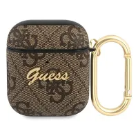guess gua24gsmw airpods 1/2 coverbrązowy/brown 4g script metal collection