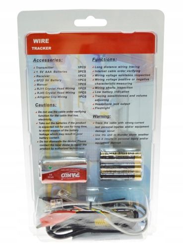 SZUKACZ PAR TESTER PRZEWODÓW DETEKTOR SIECI WIRE TRACKER RJ11 RJ45 ZESTAW na Arena.pl