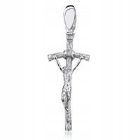 DELIKATNY RODOWANY SREBRNY KRZYŻ PAPIESKI KRZYŻYK