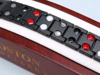 SZEROKA ZDROWOTNA BRANSOLETKA MAGNETYCZNA DUŻA MOC STAL CHIRURGICZNA CZARNA