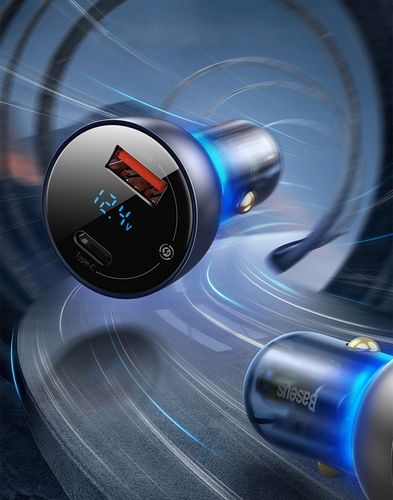 BASEUS MOCNA ŁADOWARKA SAMOCHODOWA ZASILACZ USB-A USB-C 65W Z KABELEM USB-C na Arena.pl