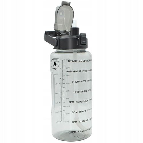 BUTELKA NA WODĘ BIDON Z MIARKĄ ZE SŁOMKĄ PRZYPOMNIENIEM SIŁOWNIA FITNESS 2L na Arena.pl