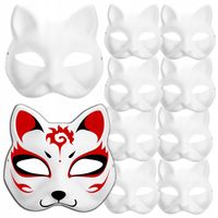 MASKA DO TWARZY KOT DIY PUSTE 10 SZT KOCIA DO MALOWANIA MASKI NA IMPREZE