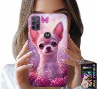 ETUI DO MOTOROLA MOTO G10 / G30 - SŁODKA CHIHUAHUA NA RÓŻOWYM TLE KWIATAMI