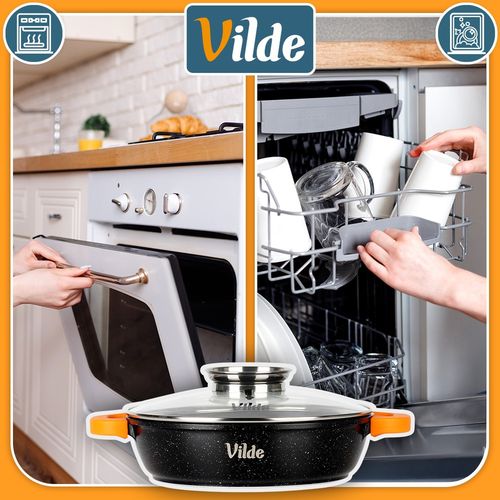 Patelnia Granitowa do Smażenia Duszenia Pieczenia z Pokrywką 28 cm 3,3L na Arena.pl