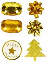 ROZETKI WSTĄŻKI tagi ZŁOTE dekoracje do PAKOWANIA PREZENTÓW komplet Incood