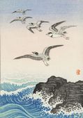 Plakat 70x100cm Five Seagulls 2, Koson Japoński Vintage do Salonu