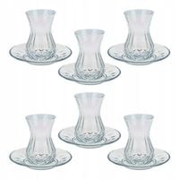 ZESTAW SZKLANEK DO TURECKIEJ HERBATY TULIPANKI Z PODSTAWKAMI 6+6 el.