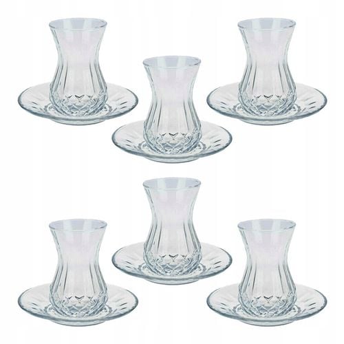 ZESTAW SZKLANEK DO TURECKIEJ HERBATY TULIPANKI Z PODSTAWKAMI 6+6 el. 165ML na Arena.pl