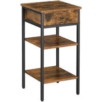 Szafka nocna stolik 35x35x70 rustykalny brąz loft z szufladą i półkami